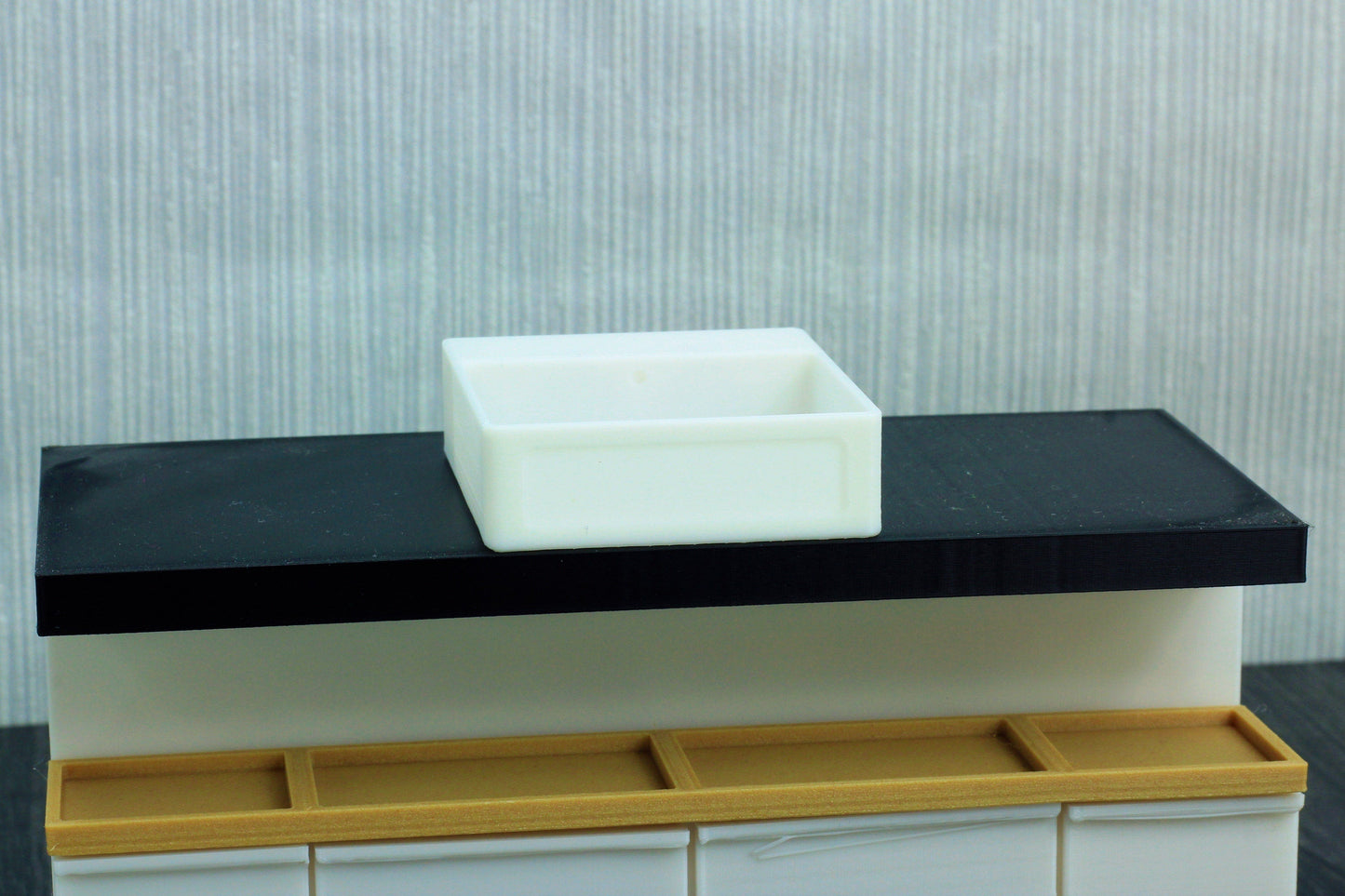 Modern Farmhouse Sink | 1:12, 18, 6 Scale Dollhouse Kitchen Furniture | 3D Printed Miniature