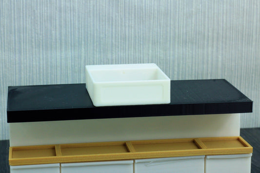 Modern Farmhouse Sink | 1:12, 18, 6 Scale Dollhouse Kitchen Furniture | 3D Printed Miniature
