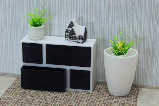 Modern Cupboard Combination | 1:12, 18 Scale Dollhouse Furniture | 3D Printed Storage Unit