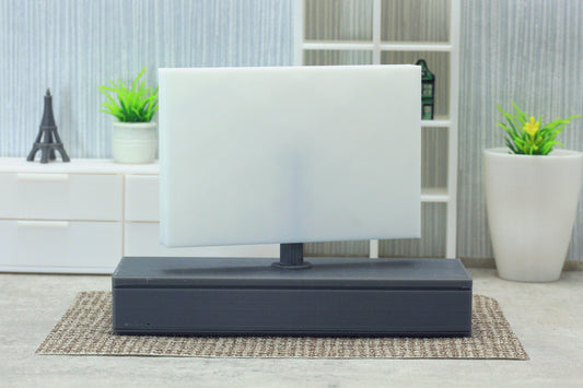 Dollhouse Miniature TV Stand: 1/12 Scale Furniture, Turnable TV Panel