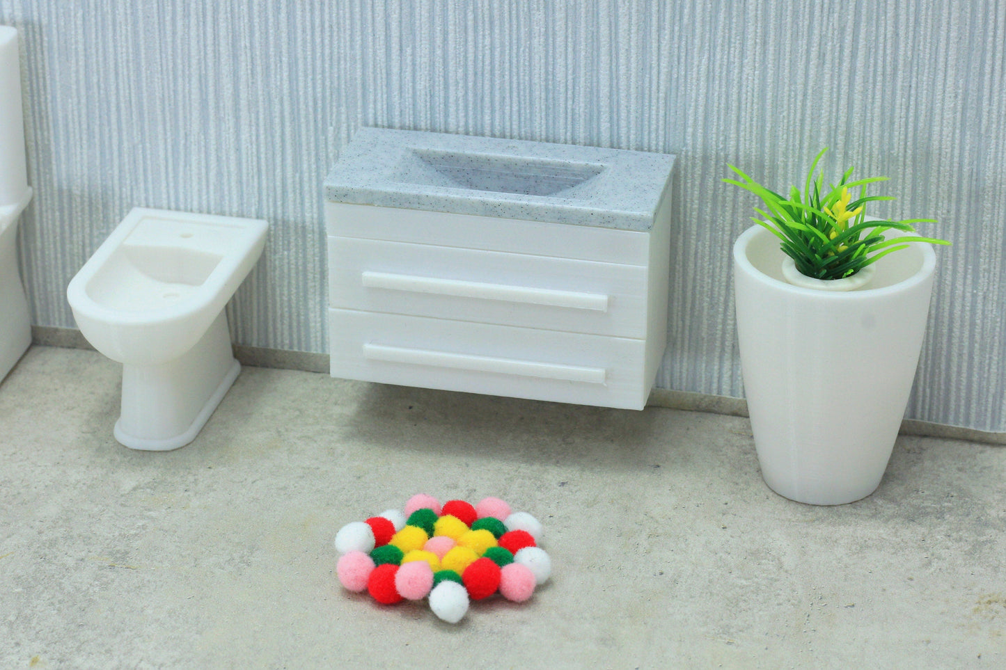 Dollhouse Miniature Marble Sink Cabinet - 1:12 Scale Furniture