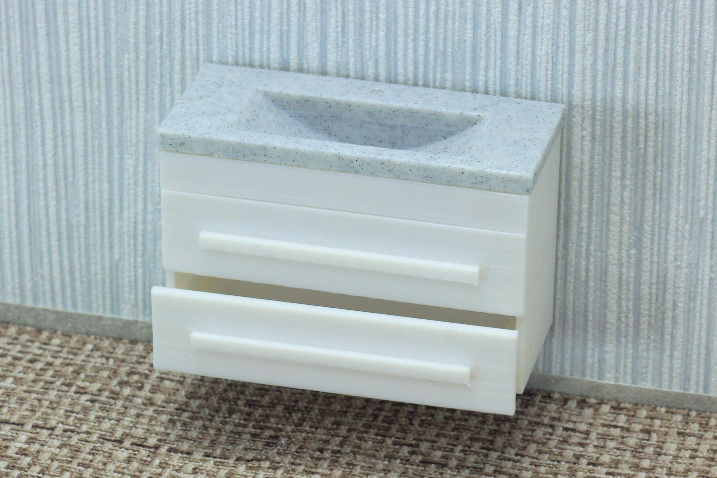 Dollhouse Miniature Marble Sink Cabinet - 1:12 Scale Furniture