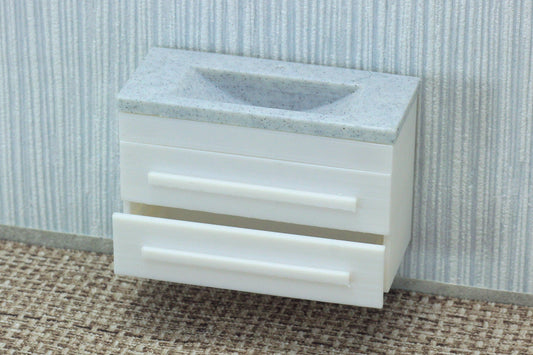 Dollhouse Miniature Marble Sink Cabinet - 1:12 Scale Furniture