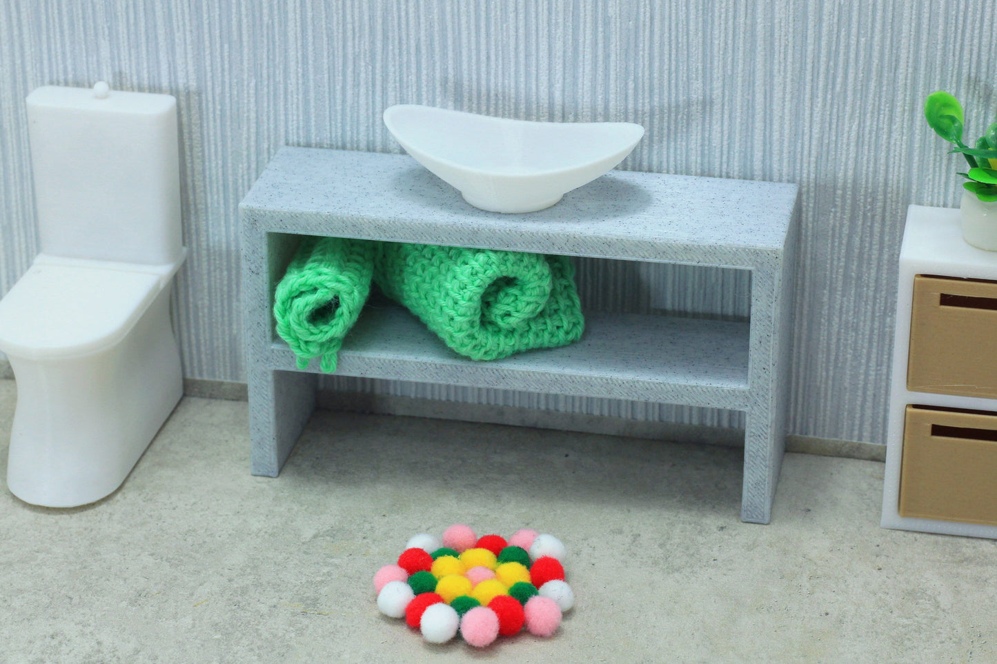 Modern Oval Sink | 1:12 Scale Dollhouse Bathroom Furniture | 3D Printed Miniature