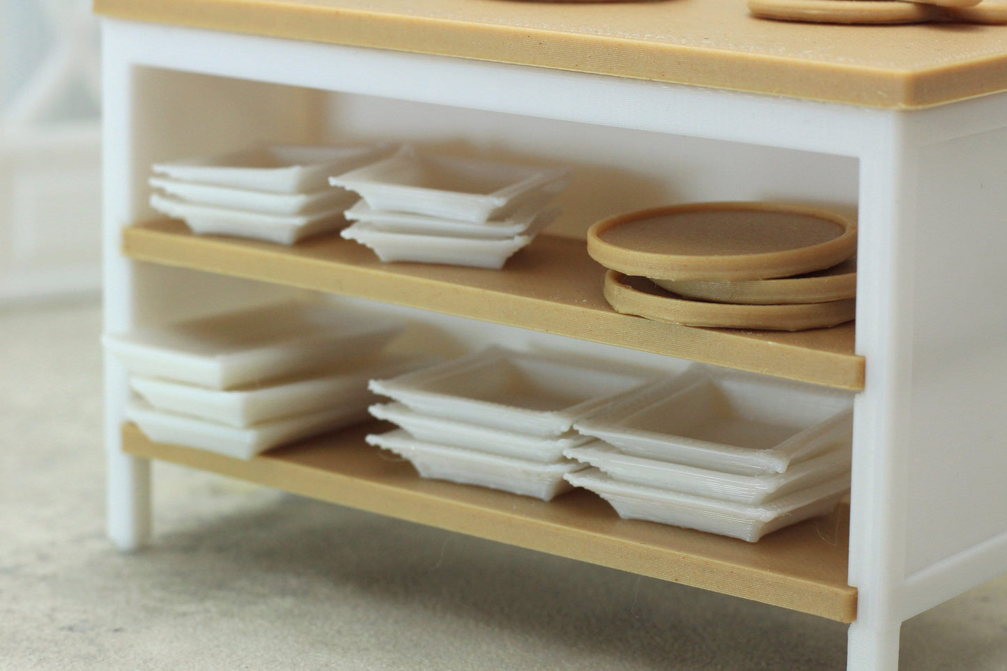 Kitchen Work Island with Stool | 1:12 Scale Dollhouse Furniture | 3D Printed Miniature