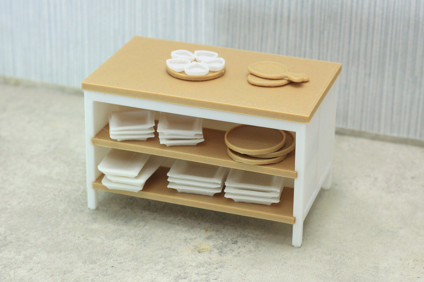 Kitchen Work Island with Stool | 1:12 Scale Dollhouse Furniture | 3D Printed Miniature
