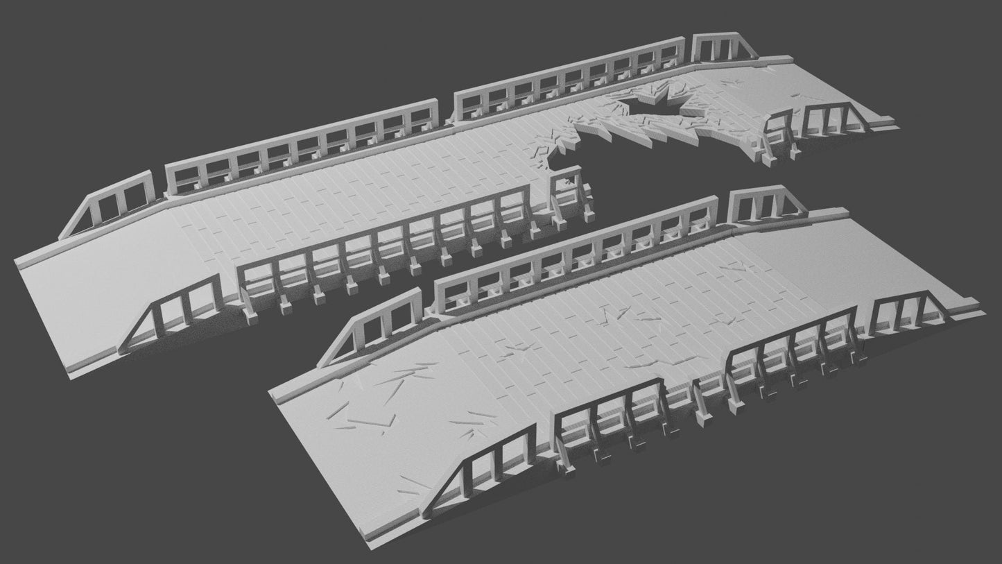 Flat Wooden Bridge - Tabletop Wargaming WW2 Terrain Miniature | 15mm 20mm 28mm | 3D Printed Model