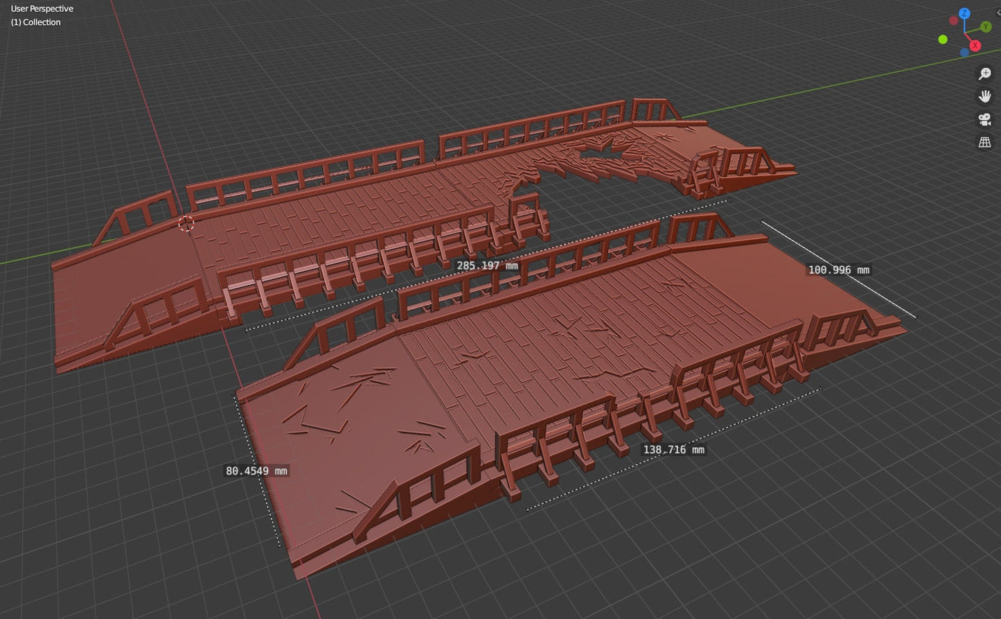 Flat Wooden Bridge - Tabletop Wargaming WW2 Terrain Miniature | 15mm 20mm 28mm | 3D Printed Model