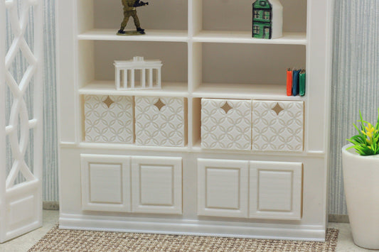 Dollhouse Miniature Bookshelf with Drawers - 1:12 Scale Furniture