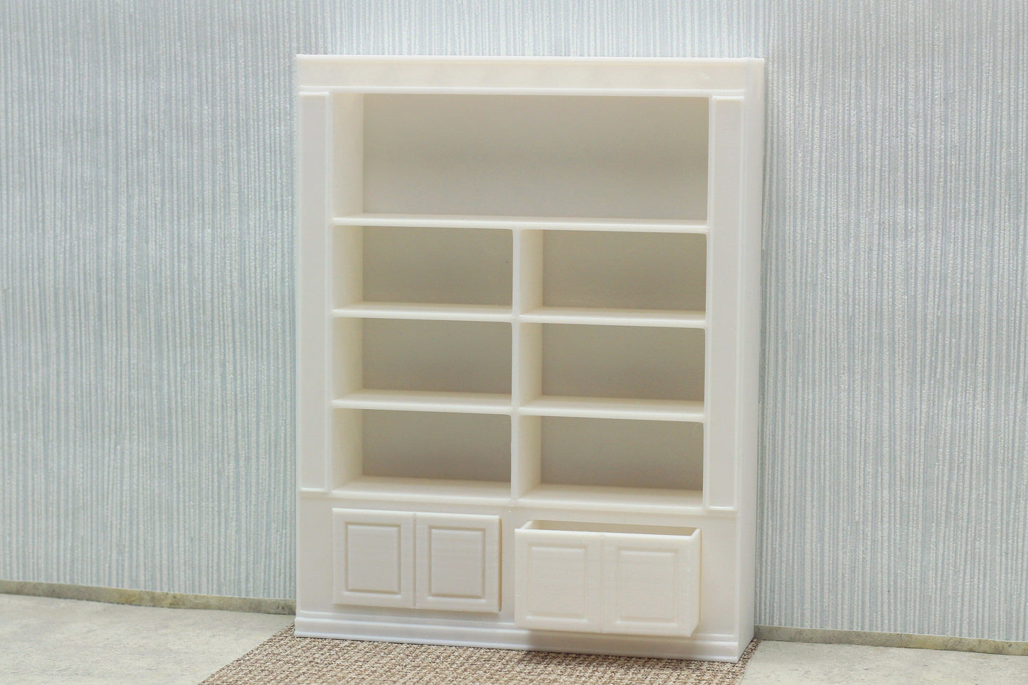 Dollhouse Miniature Bookshelf with Drawers - 1:12 Scale Furniture