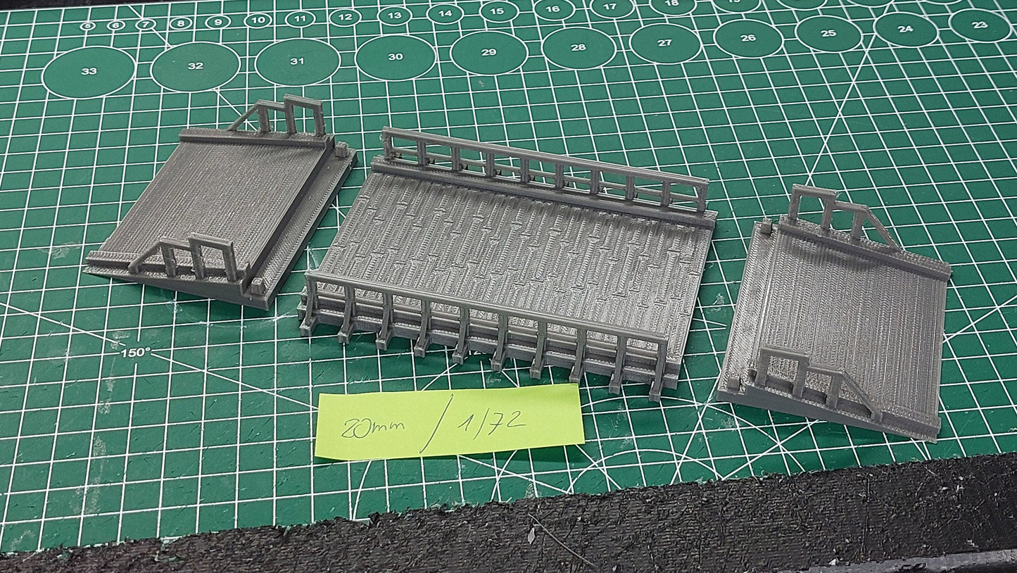 Flat Wooden Bridge - Tabletop Wargaming WW2 Terrain Miniature | 15mm 20mm 28mm | 3D Printed Model