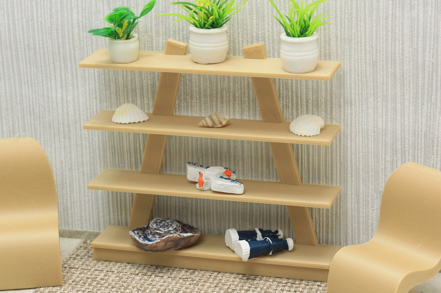 3D Printed Wood Open Bookshelf - Dollhouse Miniature 1:12 Scale