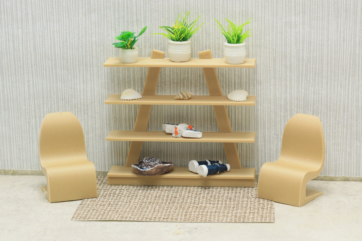 3D Printed Wood Open Bookshelf - Dollhouse Miniature 1:12 Scale