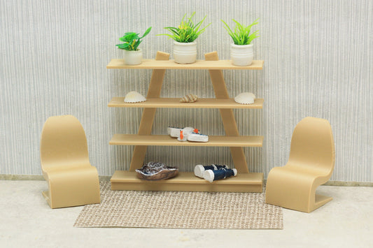 3D Printed Wood Open Bookshelf - Dollhouse Miniature 1:12 Scale