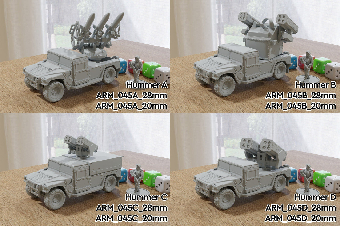 Armed Humvee (Hummer) - Miniature Gaming Tabletop RPG  - 28mm Vehicle