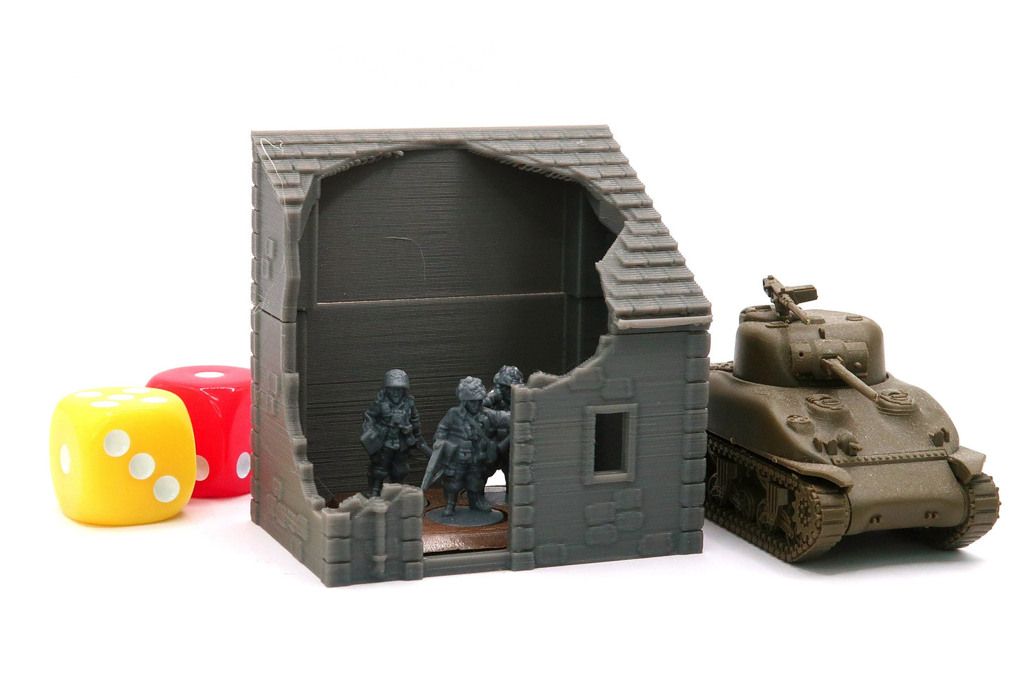 Small Stone Normandy Shed T1 Destroyed (Volume 1) 3D Printed Tabletop Wargaming Terrain for Miniature Games like Bolt Action, Flames of War