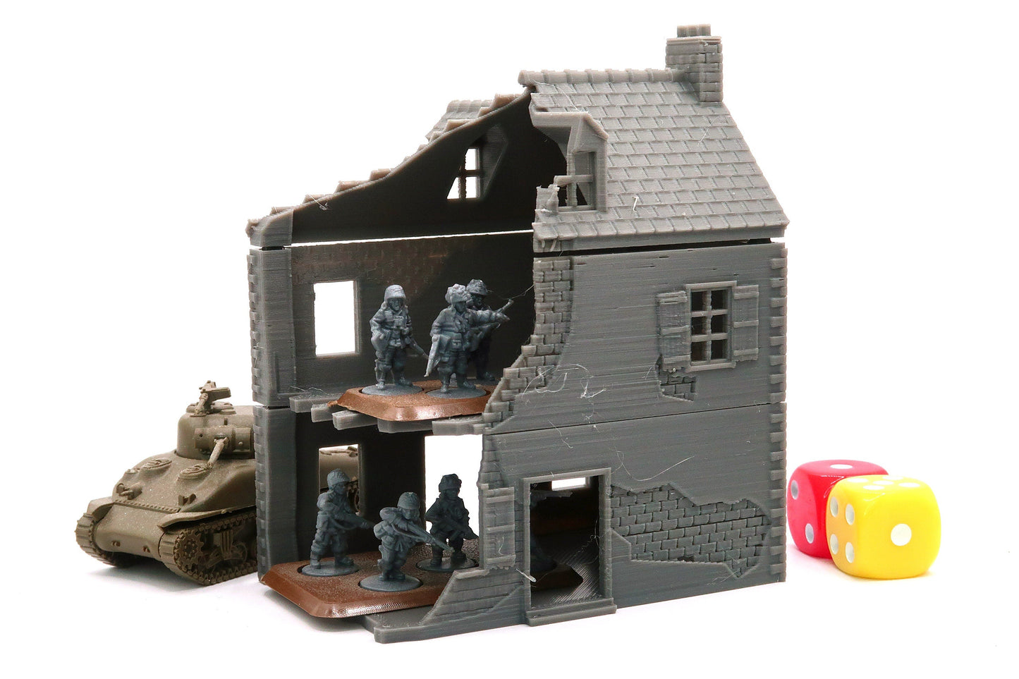 Normandy French House DS-T1 Destroyed (Volume 1) 3D Printed Tabletop Wargaming Terrain for Miniature Games like Bolt Action, Flames of War