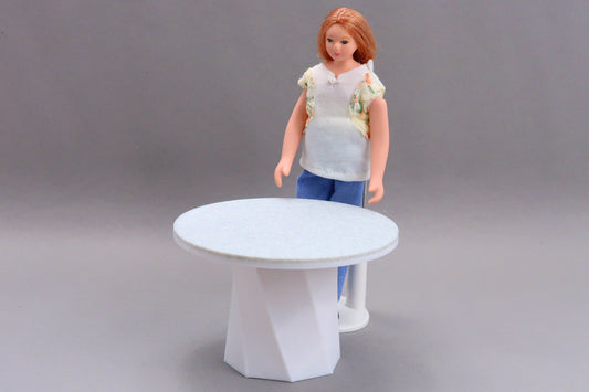 3D Printed Dollhouse Dining Table: Modern Twisted Leg, 1/12 & 1/18 Scale