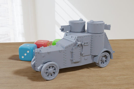 Izhorski-FIAT (Russian Empire) Armored car - 3D Printed Miniature Wargaming Combat Vehicle - 28mm / 20mm / 15mm Scale