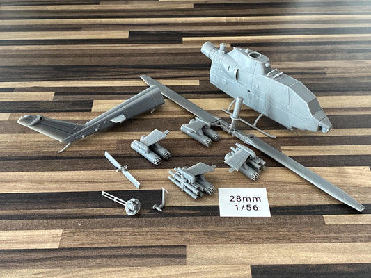 AH-1S Cobra Attack Helicopter - 3D Printed Vehicle for Miniature Tabletop Wargames - 28mm / 20mm / 15mm Scales