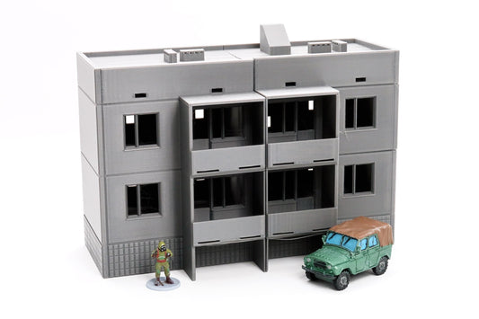 Soviet Apartments Block Type 2 - Zona Alfa / Cold War in the East - 3D Printed Miniature Wargaming Terrain 28mm / 20mm / 15mm Scale