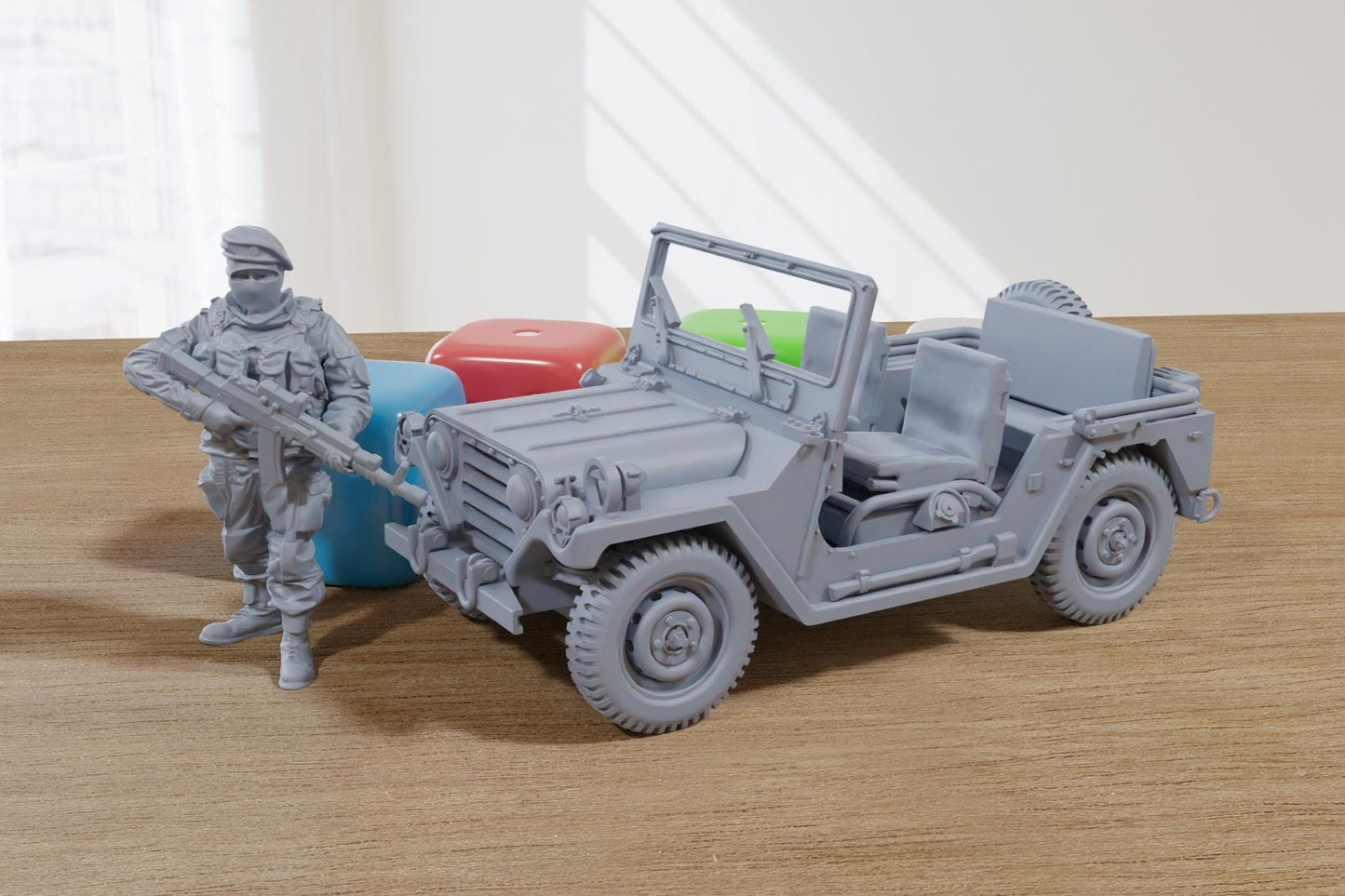 M151 Mutt - US Army  Light Utility Vehicle - 3D Printed Miniature Tabletop Wargaming Combat Vehicle 28mm / 15mm  Scale