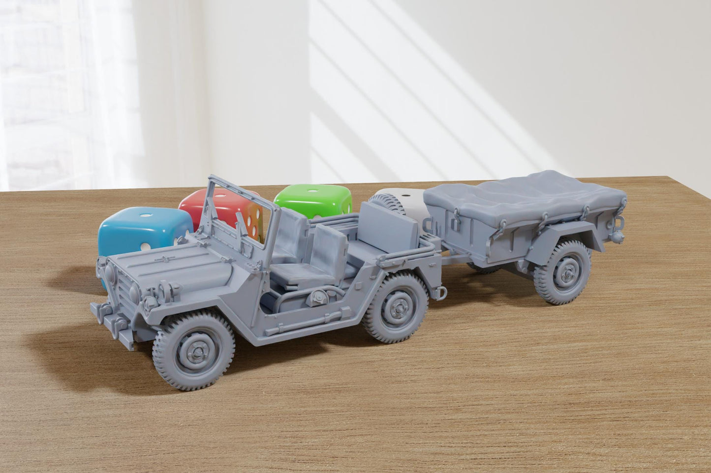M151 Mutt - US Army  Light Utility Vehicle - 3D Printed Miniature Tabletop Wargaming Combat Vehicle 28mm / 15mm  Scale