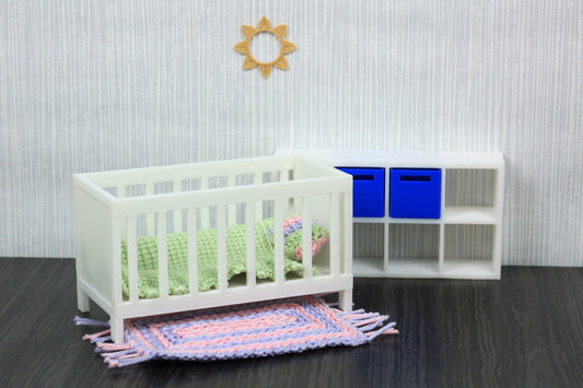 1:12 Scale Miniature Baby Bed | Modern Dollhouse Furniture | 3D Printed Dollhouse Crib Made in Germany
