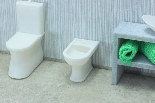 Modern Bidet | 1:12, 18, 24 & 6 Scale Dollhouse Bathroom Furniture | 3D Printed Miniature
