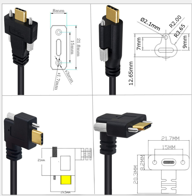 SYSTEM-S USB 3.1 Gen 2 Kabel 200 cm Typ C Stecker zu Stecker Single Double Screw 10 Gbit/s 100W