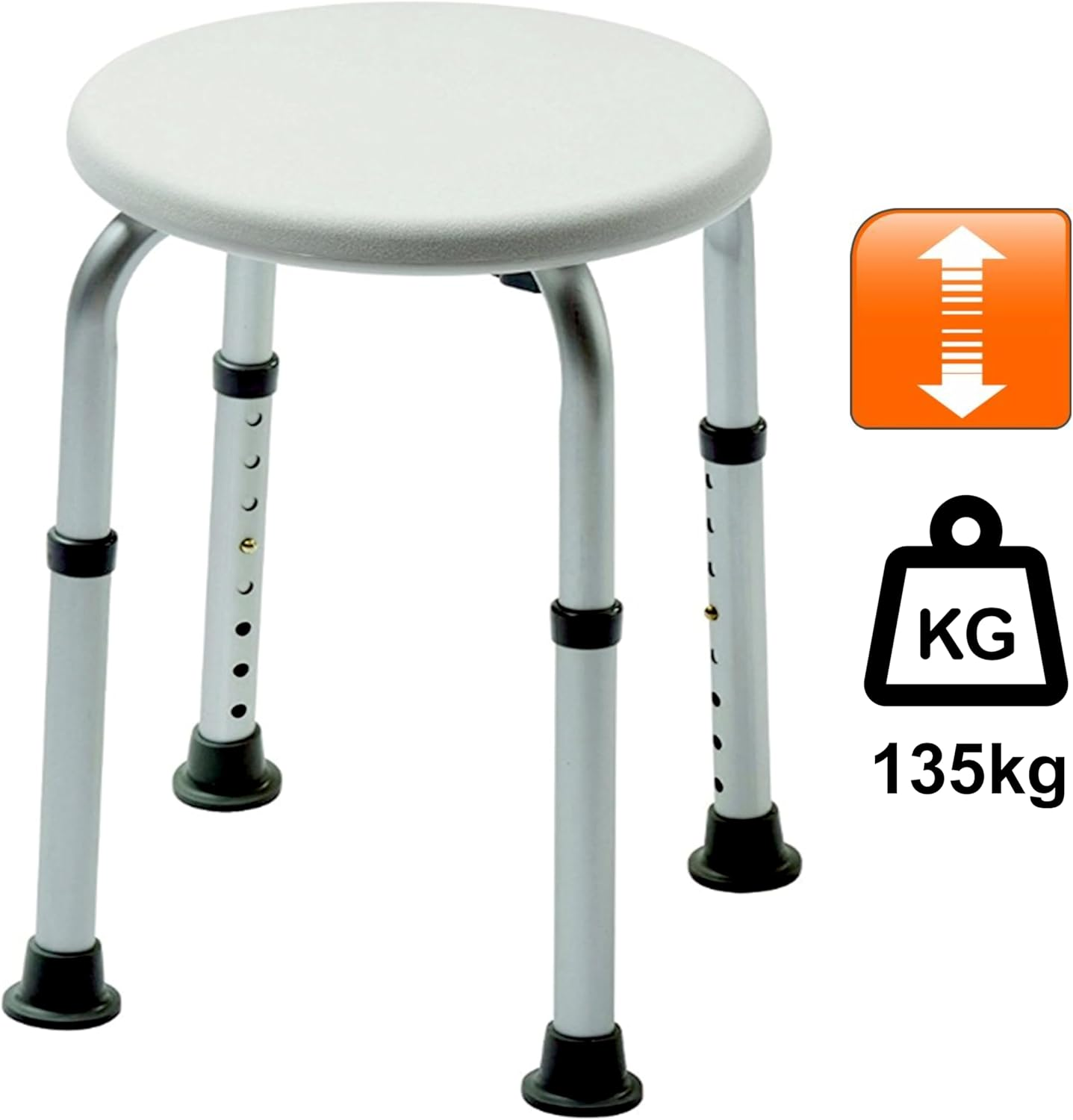 B-lager Izzy kringlótt baðstóll sturtustóll baðherbergisstóll sturtuhjálp eldri borgara kringlótt