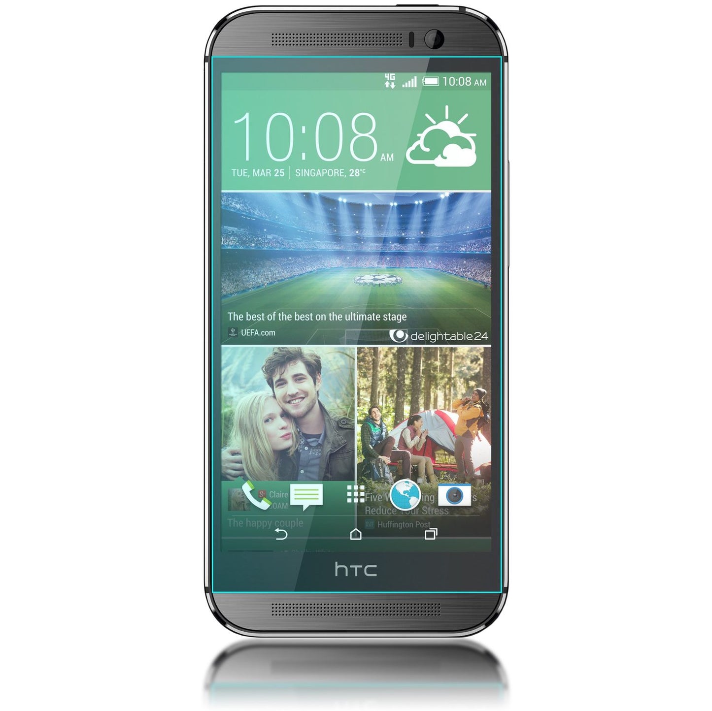 NALIA skjávörn fyrir HTC One M8, 9H skjávörn úr hertu gleri sem er alveg hulin.