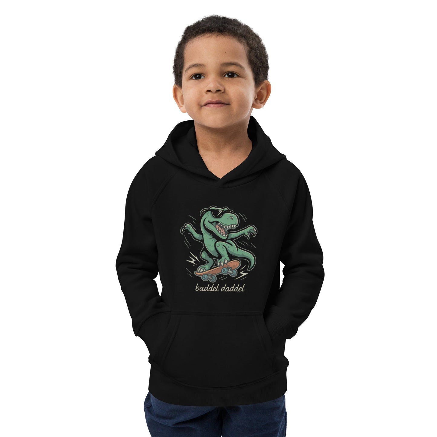 Hoodie Dino Skater – Urzeit-Power trifft Streetstyle im Baddeldaddel Design!