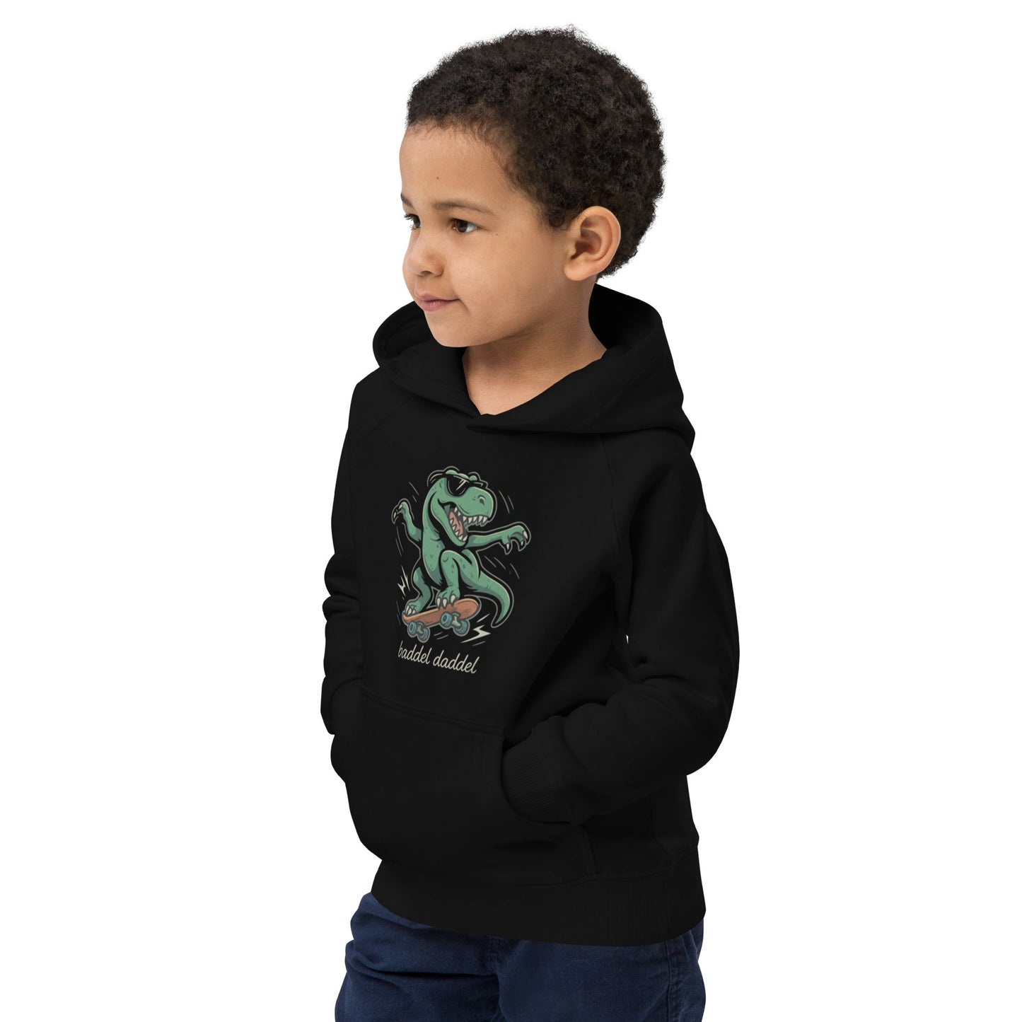 Hoodie Dino-Abenteuer – Warm, wild & nachhaltig im Baddeldaddel Design!