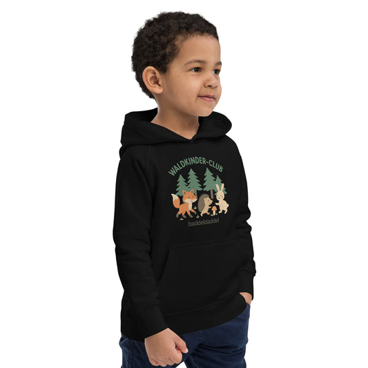 Kinder-Hoodie Waldkinder Club – Abenteuer beginnen draußen im Baddeldaddel Design