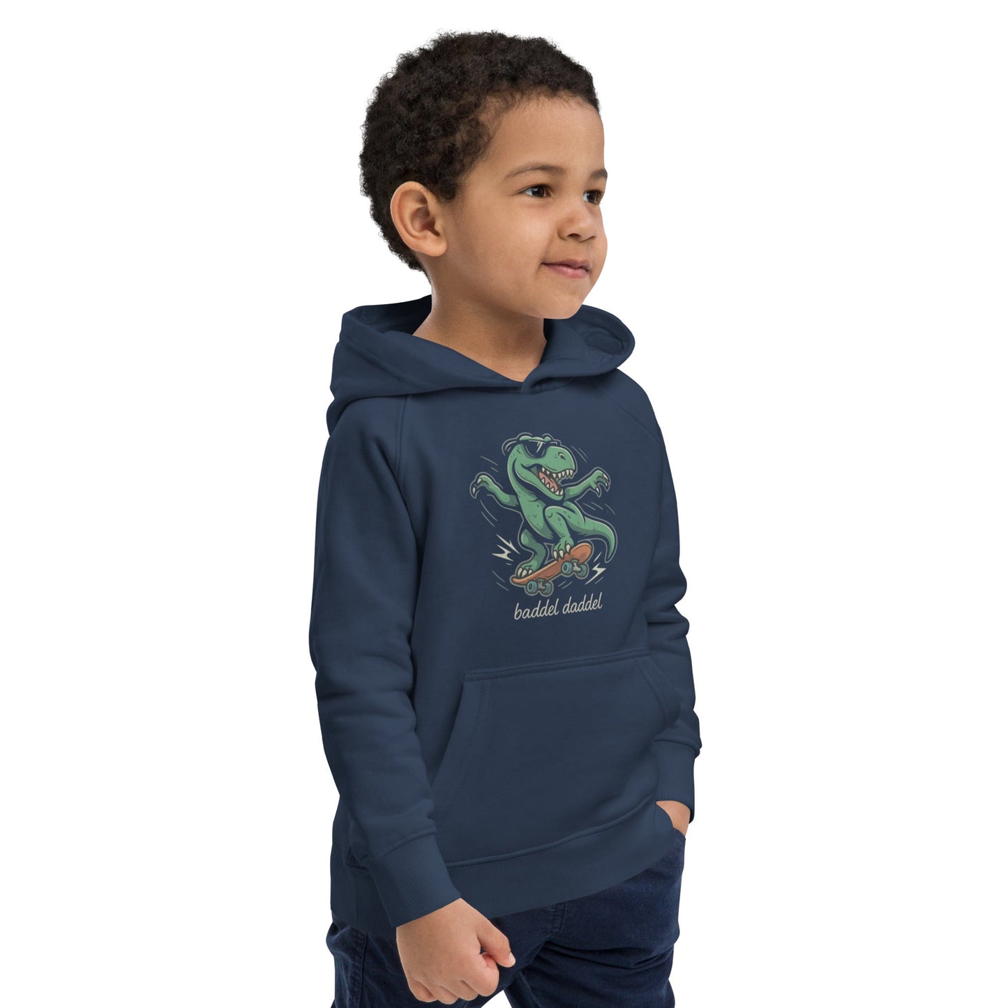 Hoodie Dino-Abenteuer – Warm, wild & nachhaltig im Baddeldaddel Design!
