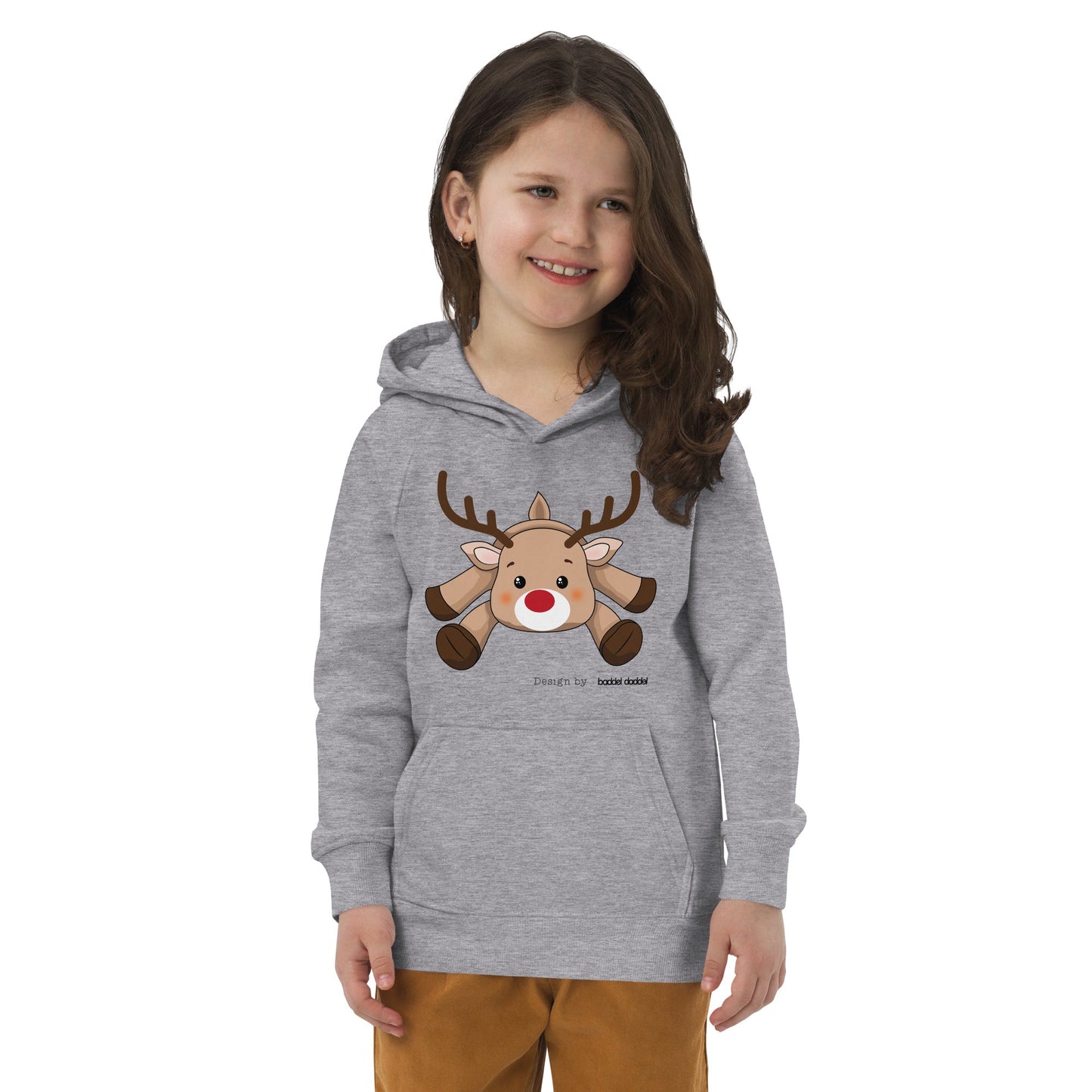 Weihnachtsrentier Öko-Kapuzenpullover für Kinder – Warm & Umweltfreundlich