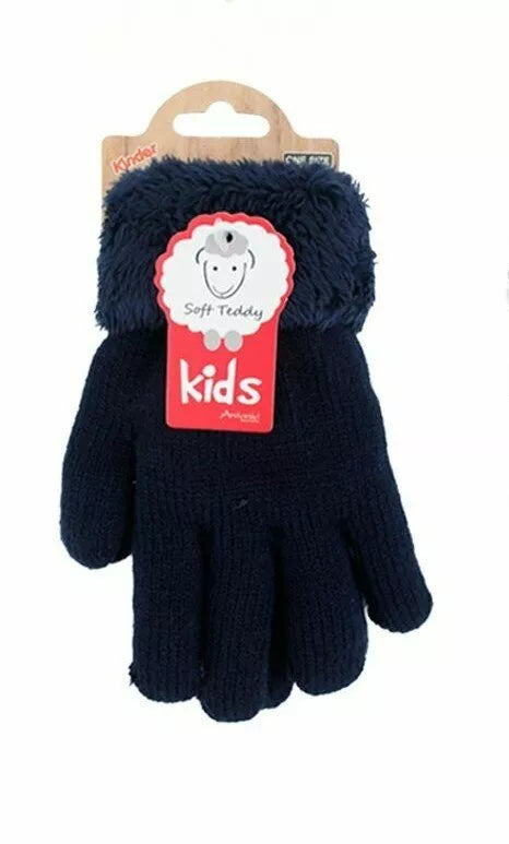 Kinder Winter Handschuhe » Strickhandschuhe » Fingerhandschuhe warme Soft Teddy Füllung » gefütterte Kinderhandschuhe