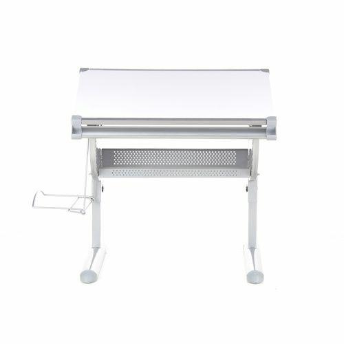 Barnaskrifborð frá Hjh Office Belia, hvítt og silfurlitað, skrifborð/vinnuborð fyrir börn