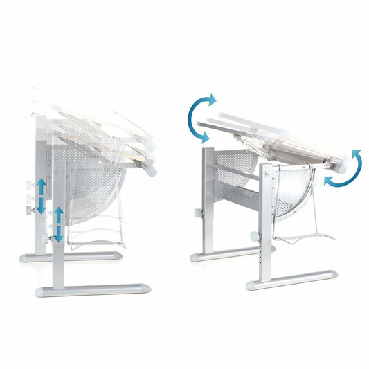 Barnaskrifborð frá Hjh Office Belia, hvítt og silfurlitað, skrifborð/vinnuborð fyrir börn