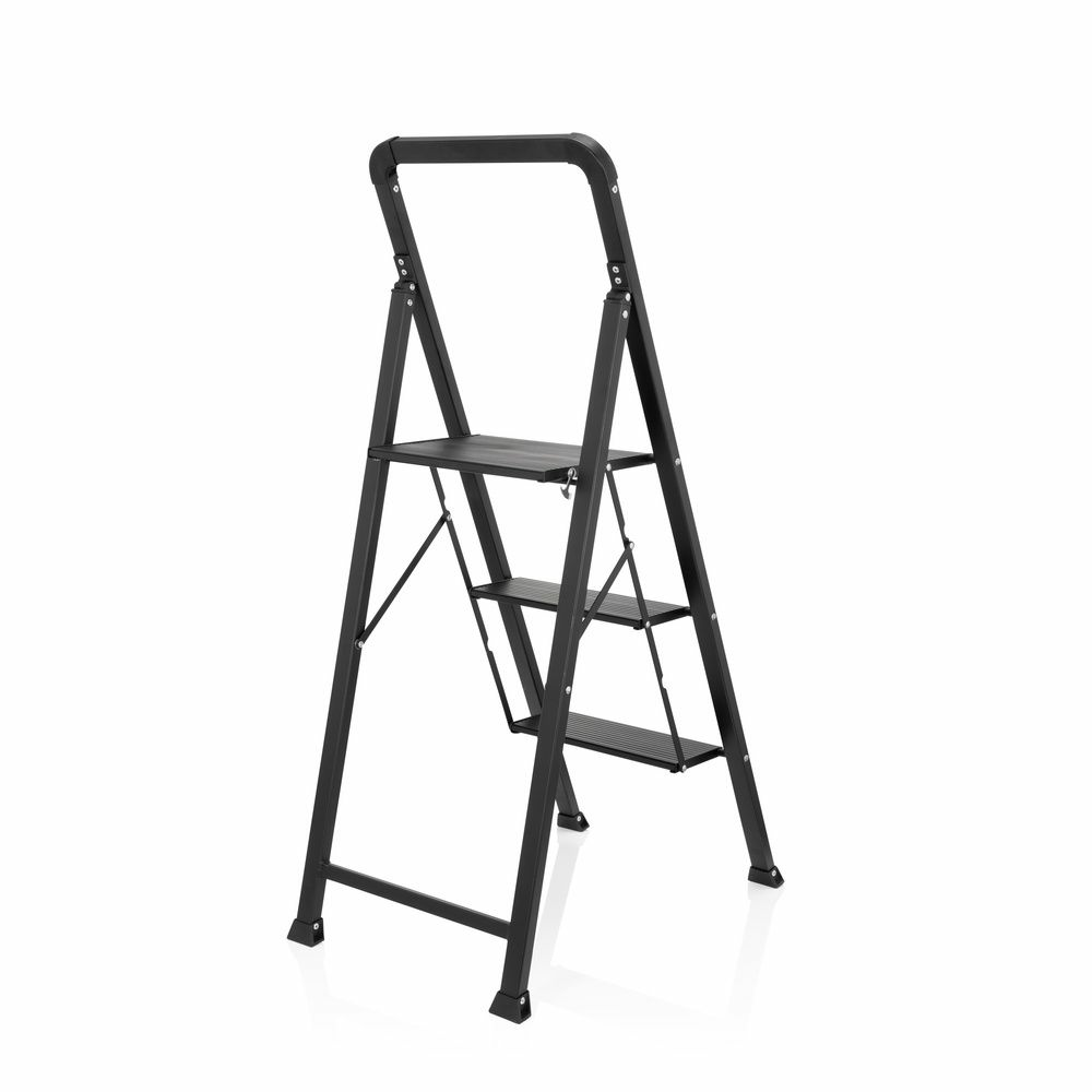 B-flokks Hjh skrifstofustigi úr gegnheilu W6 stáli og áli, svörtu með handfangi