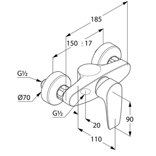 KLUDI "Pure & Solid" Brause-Einhebelmischer (chrom)