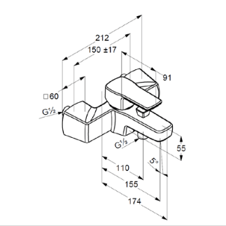 KLUDI "Q-BEO" Wannenfüll- und Brausearmatur (chrom)