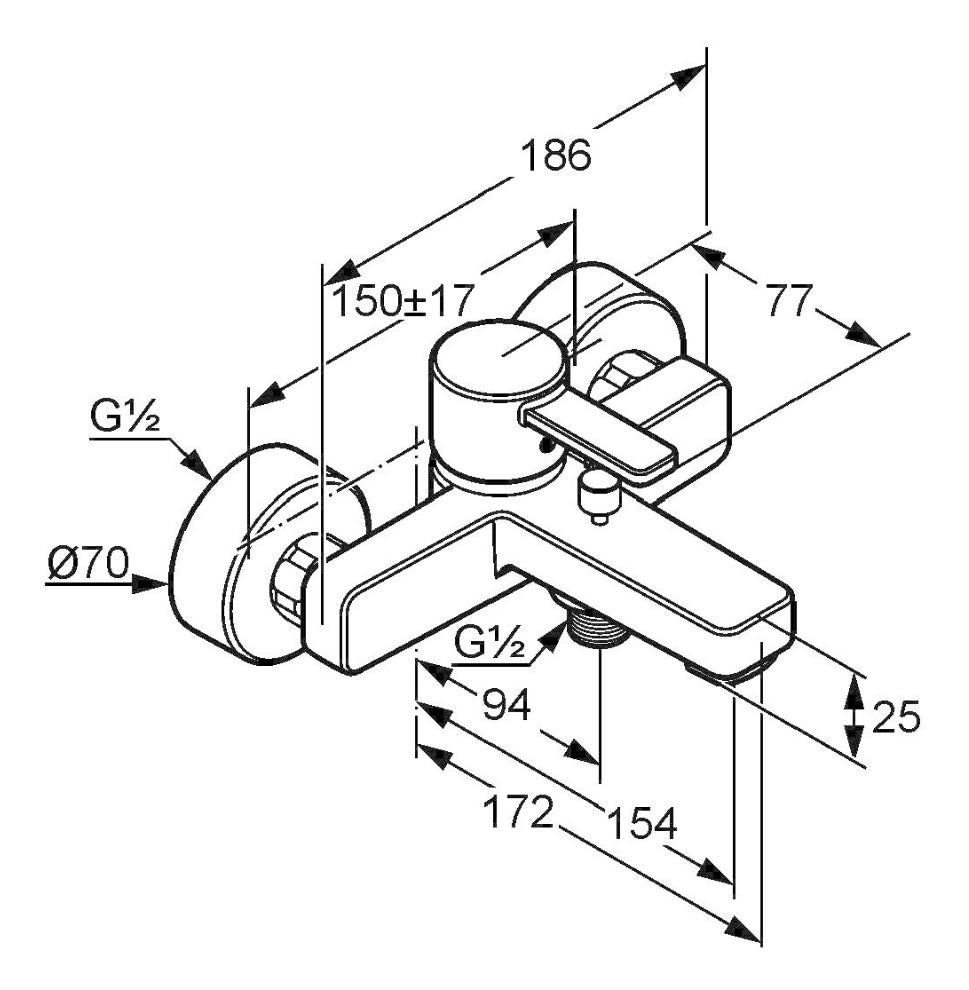 KLUDI "ZENTA" Wannenfüll- & Brausearmatur (weiß/chrom)
