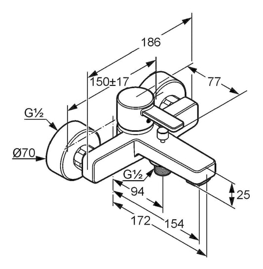 KLUDI "ZENTA" Wannenfüll- & Brausearmatur (weiß/chrom)