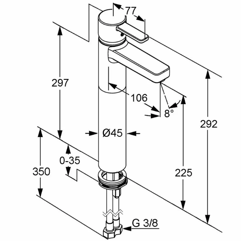 KLUDI "ZENTA" Waschtisch-Einhebelmischer mit hohem Auslauf (chrom)