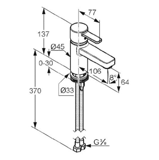 KLUDI "Zenta" Waschtischarmatur mit Einhebelmischer (schwarz/chrom)