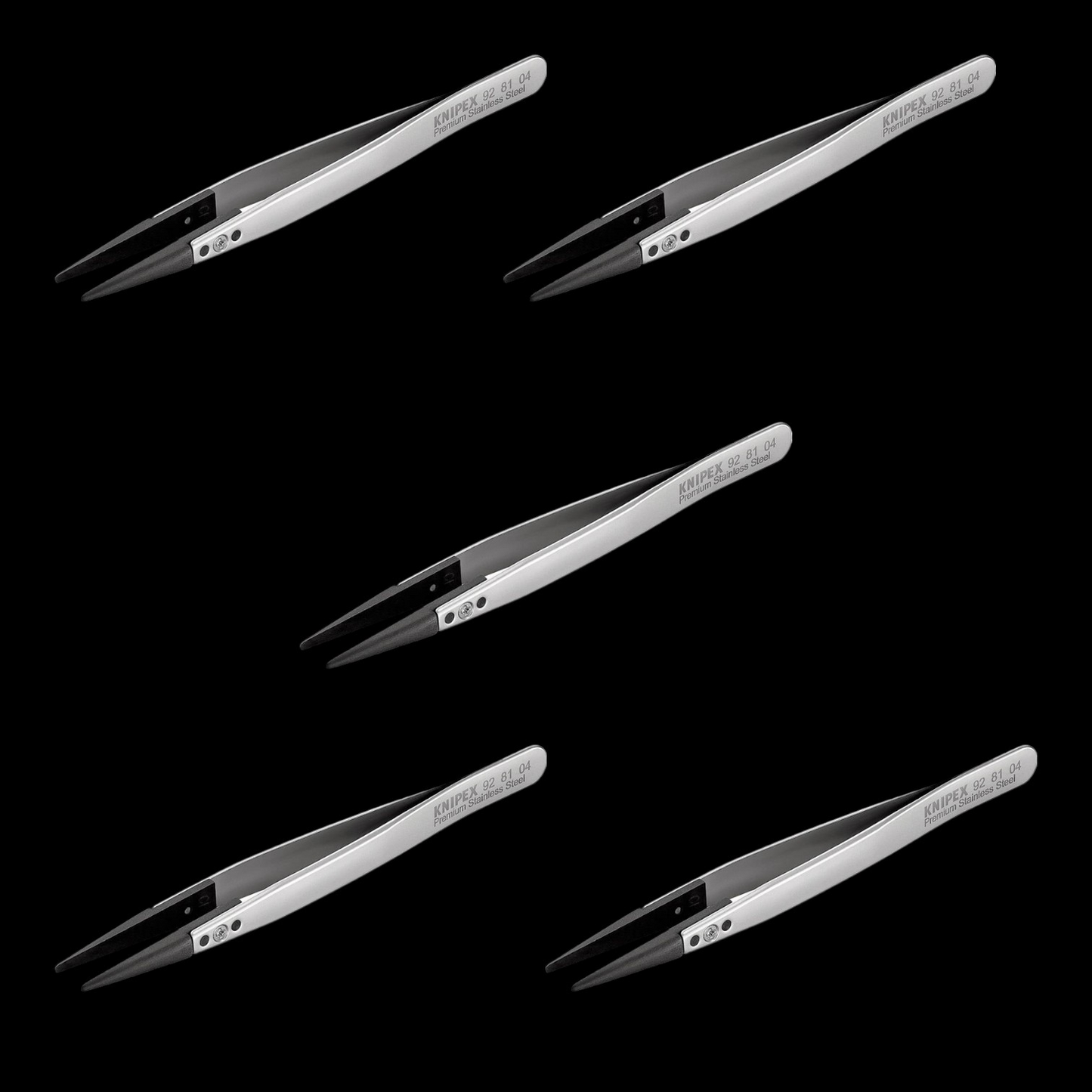 Knipex 92 81 04 ESD-pincettur, B-flokks, nákvæmnisverkfæri, oddhvöss, 130 mm, 5 stykki