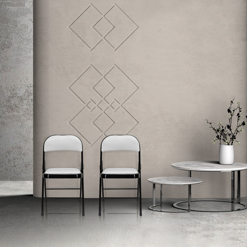 B-flokks Hjh skrifstofufundarstóll / gestastóll / samanbrjótanlegur stóll Tudela PU hvítur stóll