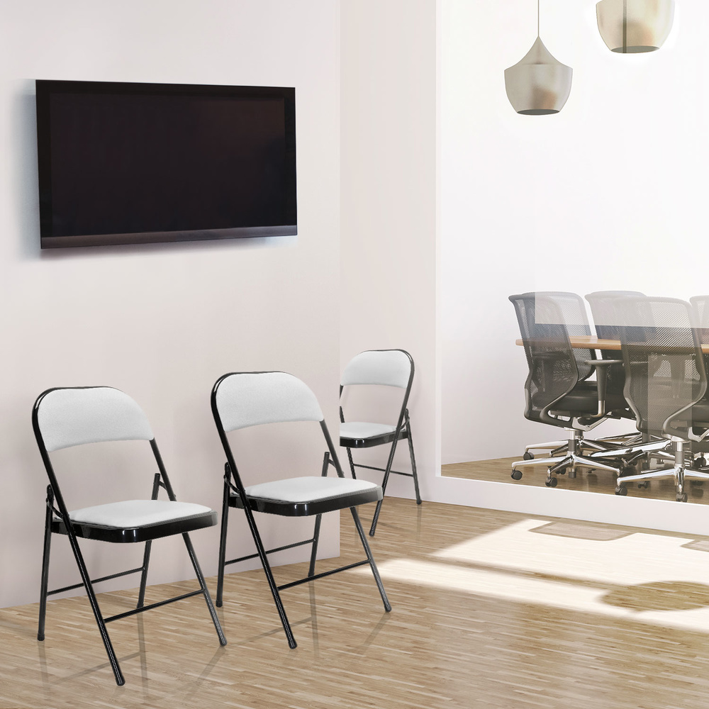 B-flokks Hjh skrifstofufundarstóll / gestastóll / samanbrjótanlegur stóll Tudela PU hvítur stóll